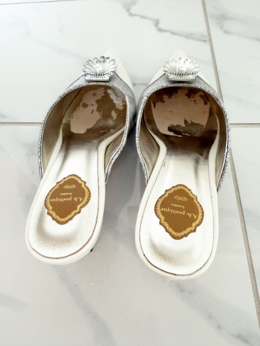 A.b. poetique London Wedding Pearl Slide Pointed Toe Shoe Embellished 8 - Picture 7 of 16